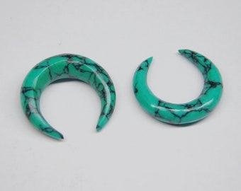 Green Turquoise Stone Pincher Horseshoe Septum Tapers Gauges 00g 0g 2g 4g 6g 8g 10g 12g