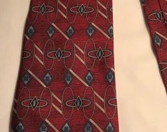 Barrington Vintage All Silk Tie Red Blue Black and White