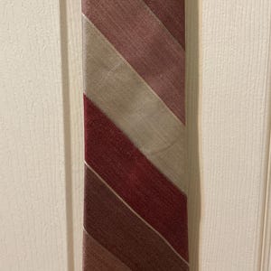 Don Loper Beverly Hills Vintage All Silk Tie - Maroon and grey stripes