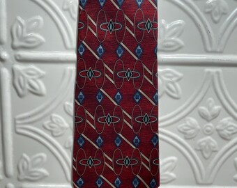 Barrington Vintage All Silk Tie Red Blue Black and White