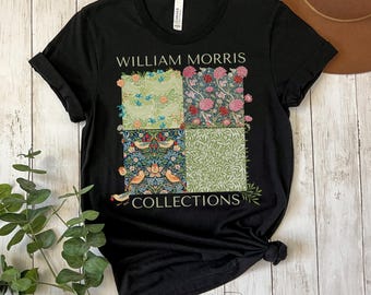 Maglietta William Morris, maglietta Art Nouveau, maglietta vintage, regalo per lei, regalo per la mamma, amante dell'arte, William Morris, maglietta botanica, maglietta a fiori