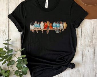 Vogel Shirt, Vogel Liebhaber T-Shirt, Vintage Lithographie, Geschenk für Vogel Nerd, Tier Liebhaber T-Shirt, niedlicher Vogel Shirt, Natur Liebhaber Shirt