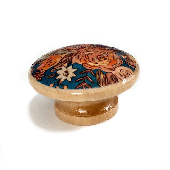 Colorful Drawer Knobs Decorative Dresser Knobs Teal Flower Etsy