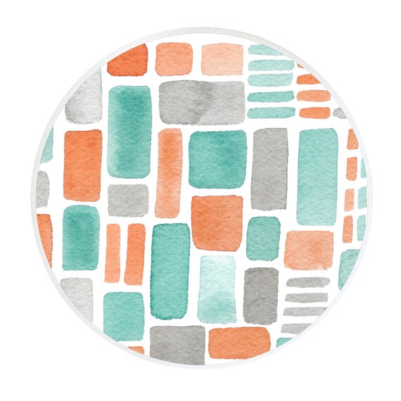 Aqua Orange Drawer Knobs Decorative Dresser Knobs Watercolor Etsy