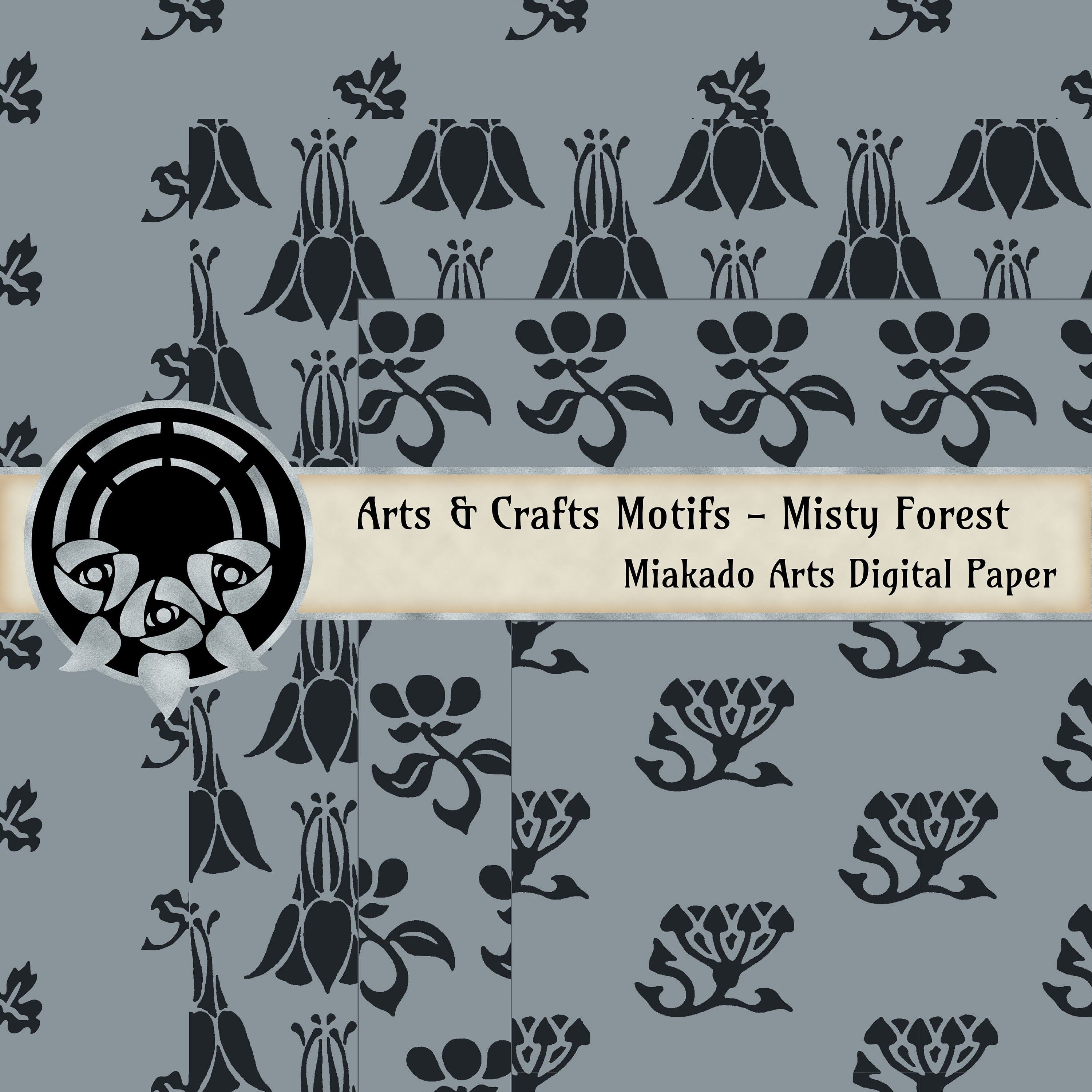 Arts & Crafts Motifs Misty Forest Digital Download 16 300 DPI JPEG