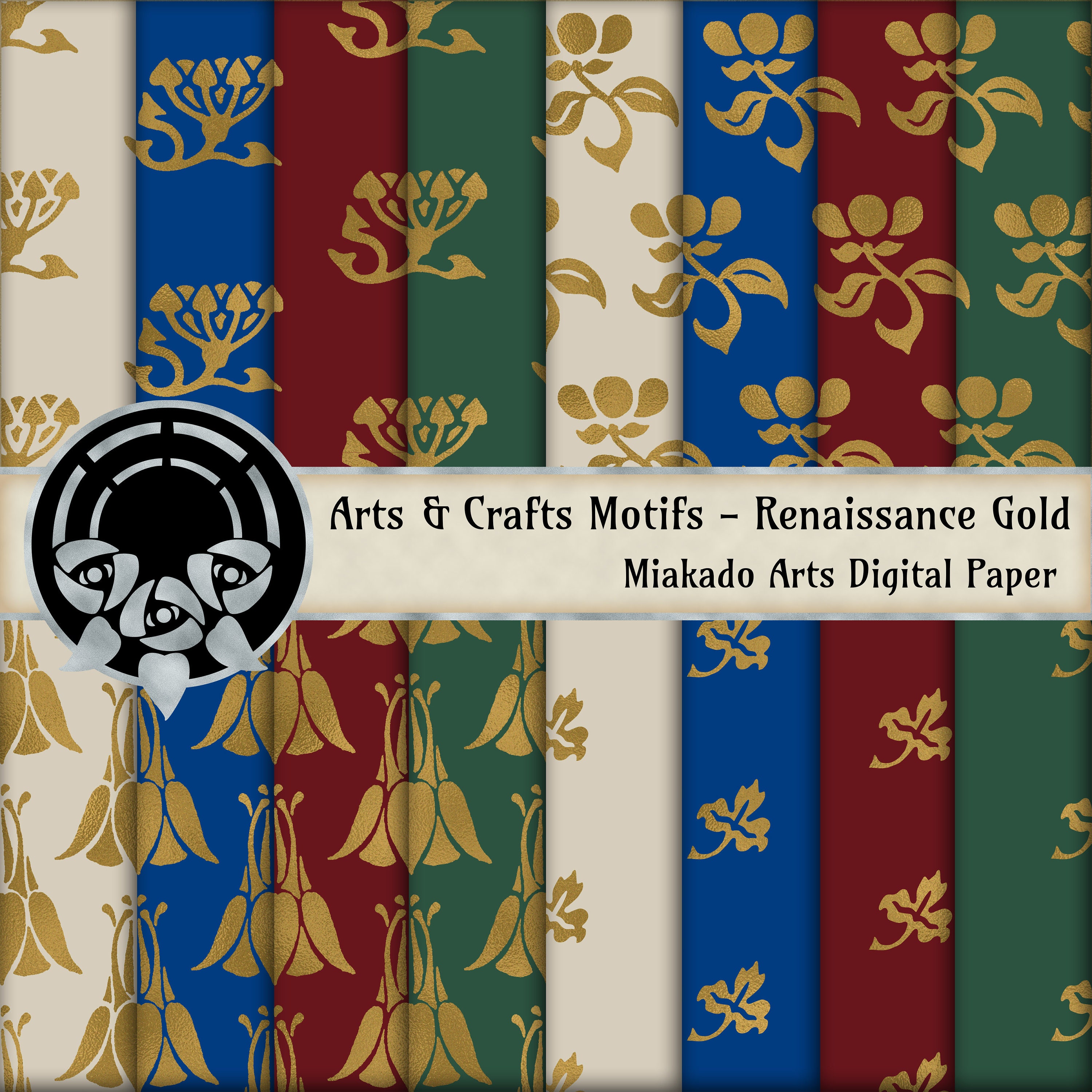 Arts &Crafts Motifs Renaissance Gold Descarga digital 16 300 DPI JPEG