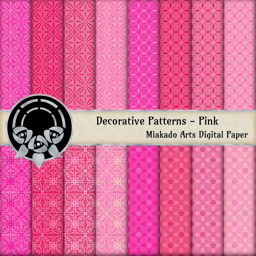 Decorative Patterns - Pink - Digital Download - 16 300 DPI JPEG Images ...
