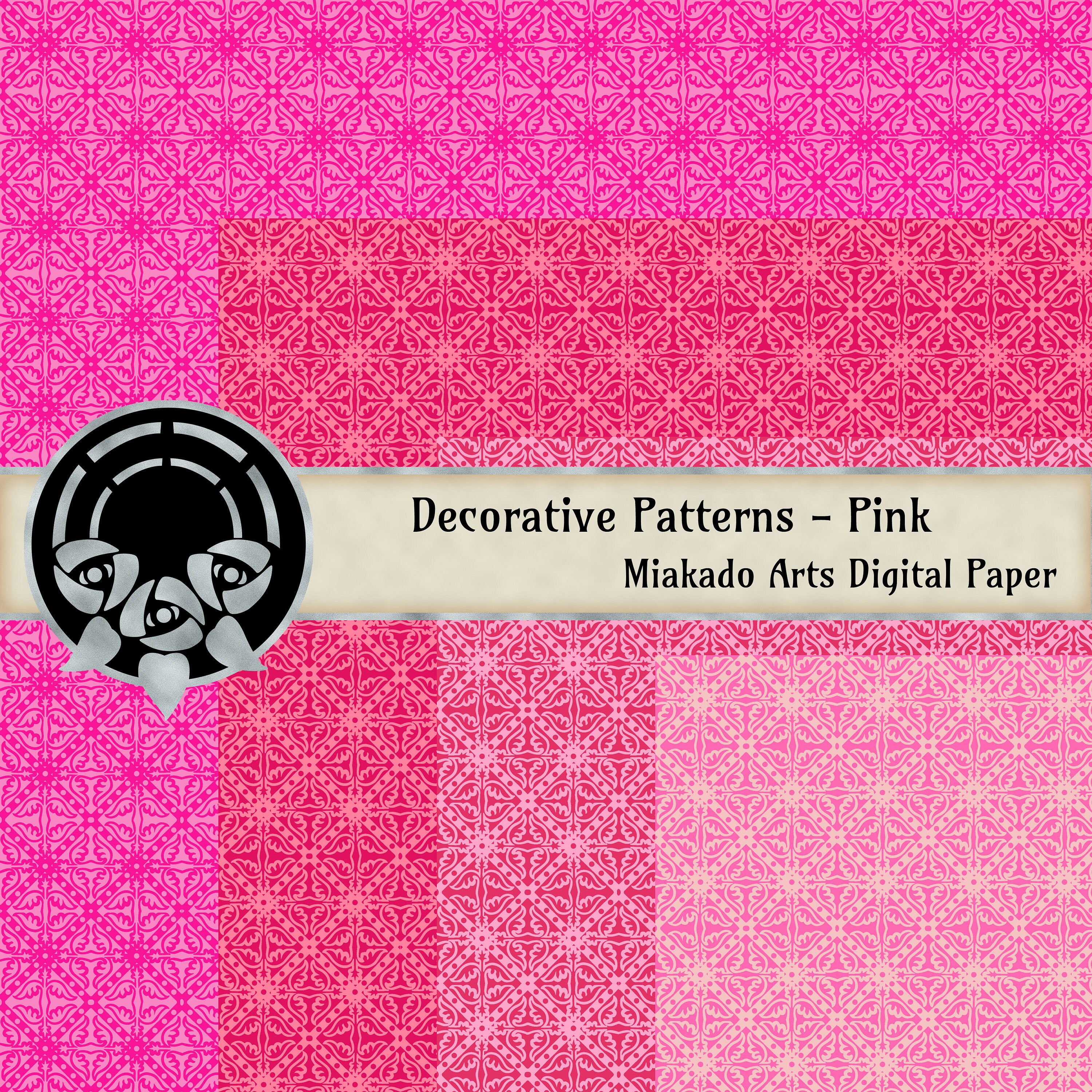 Decorative Patterns - Pink - Digital Download - 16 300 DPI JPEG Images ...