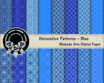 Decorative Patterns - Blue - Digital Download - 16 300 DPI JPEG Images