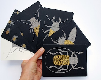 Set of 6 different postcards beetles / Set of 6 different postcards beetles