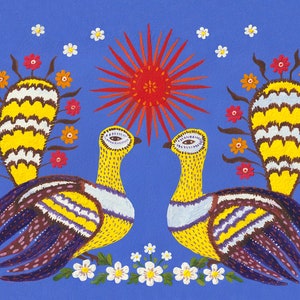 Fantasy Birds, Ukrainian Folk Art, Hand-drawn painting, Bird Art Print, Christmas Gifts for Mom, Ukrainian Digital Poster