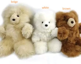 7.5in, Mini alpaca fur plush for hugs while traveling - wholesale mini bears, bear keychain, bear alpaca, set 3-5-6-10-20