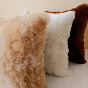Alpaca fur pillow cover - almohada Peruana - Lovely Alpaca Fur Pillow Plush Very Soft - fluffy Alpaca pillow cover, almohada de alpaca