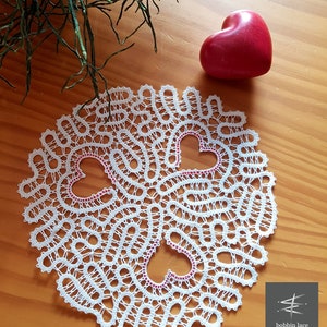 Idrija lace doily 3 hearts motive