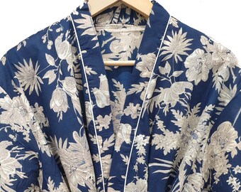 Handmade Block Print Cotton Kimono Robe - Bohemian Style