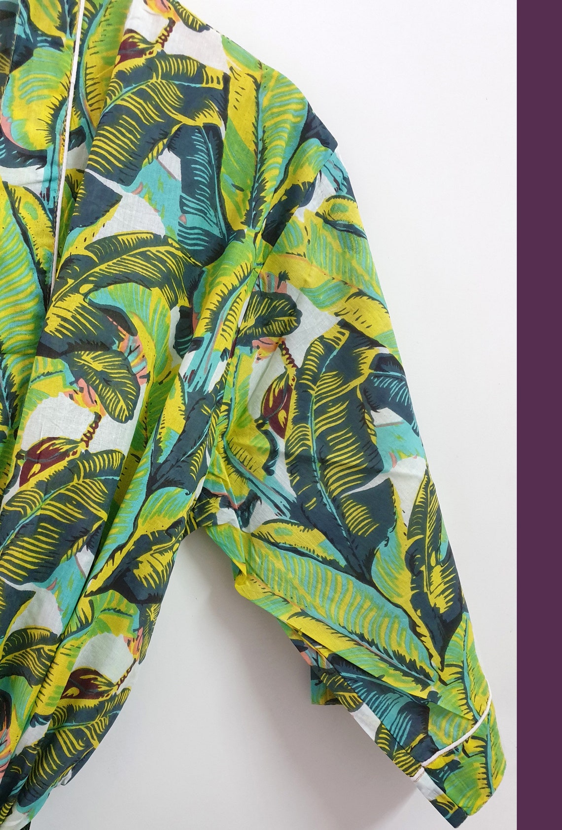 green floral robe