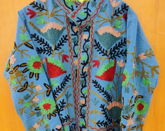 TNT Suzani Jacket, Handmade Embroidery Jacket: Boho Winter Coat