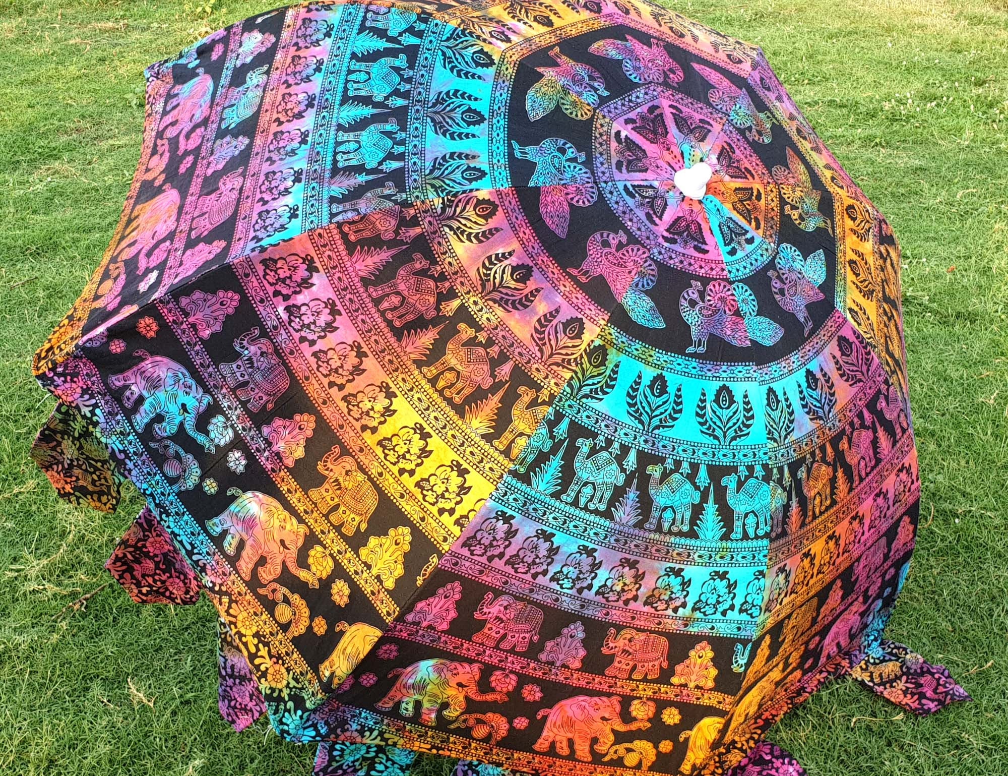 Indian Cotton Multi Garden Umbrella Handmade Patio Garden | Etsy