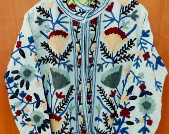 Embroidery Work Jacket, TNT Suzani Jacket, Handmade Winter Coat Floral Printed