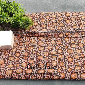 Black floral Kantha Quilt Hand block Print floral Kantha Indian Indian Bedding Hand Stitched Rural Quilted bedding