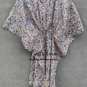 Handmade Cotton Kaftan Dress: Jaipuri Block Print Beach Cover-Up