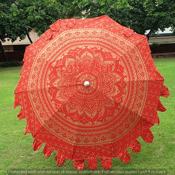 Indian Mandala Umbrellas Big Garden Parasol Umbrella Outdoor Patio Handmade Decorative Garden Umbrellas