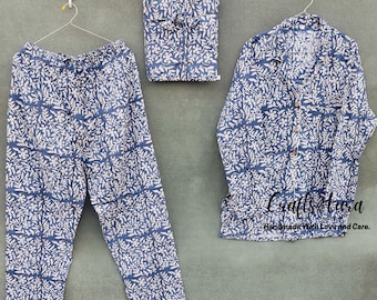 Handmade Cotton Pajama Set: Floral Print Women's PJs