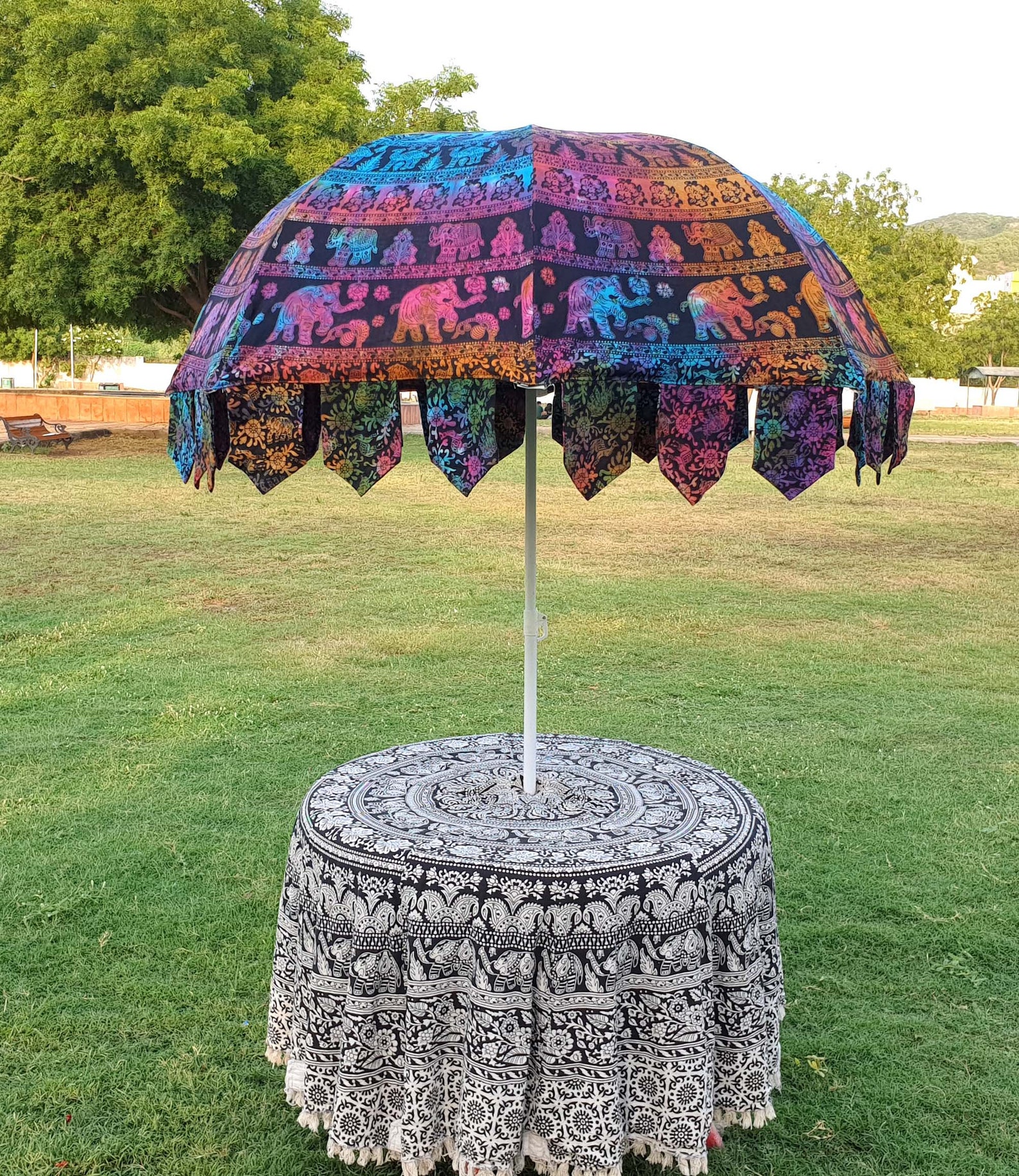 Indian Cotton Multi Garden Umbrella Handmade Patio Garden Etsy New