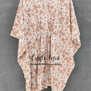 Handblock Floral Printed Cotton Kaftan, Indian Kaftan, Long Caftan, Dress For to be Moms, Beach Cover Up, Sleepwear Indian Kaftan Maxi Dress