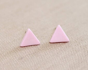 Pink Triangle Stud Earrings