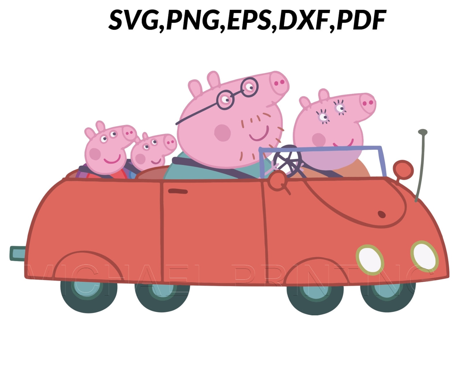 Family car Peppa pig svg Peppa pig png Peppa pig clicpart Etsy