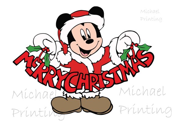 Merry Christms Label Merry Christmas Mickey Christmas Png Etsy