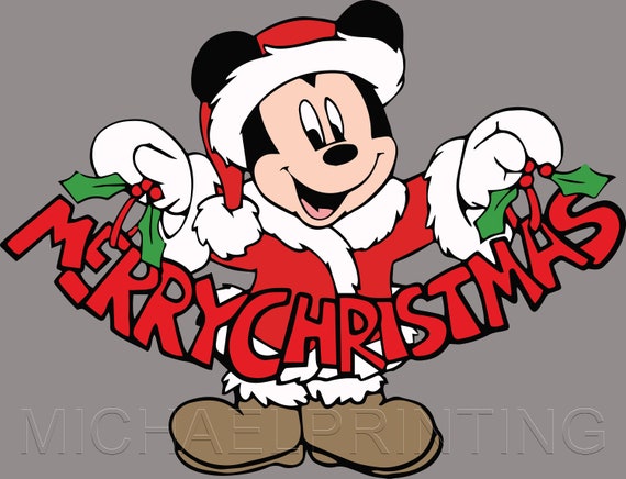 Merry Christms Label Merry Christmas Mickey Christmas Png Etsy