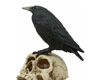 Bad Omens Gothic Raven Crow Perching On Evil Skull Decorative Jewelry Box Statue Store of Beautiful and Decor! Bad Omens Gothic Raven Crow Perching On Evil Skull Decorative Jewelry Box Statue Store of Beautiful and Decor!