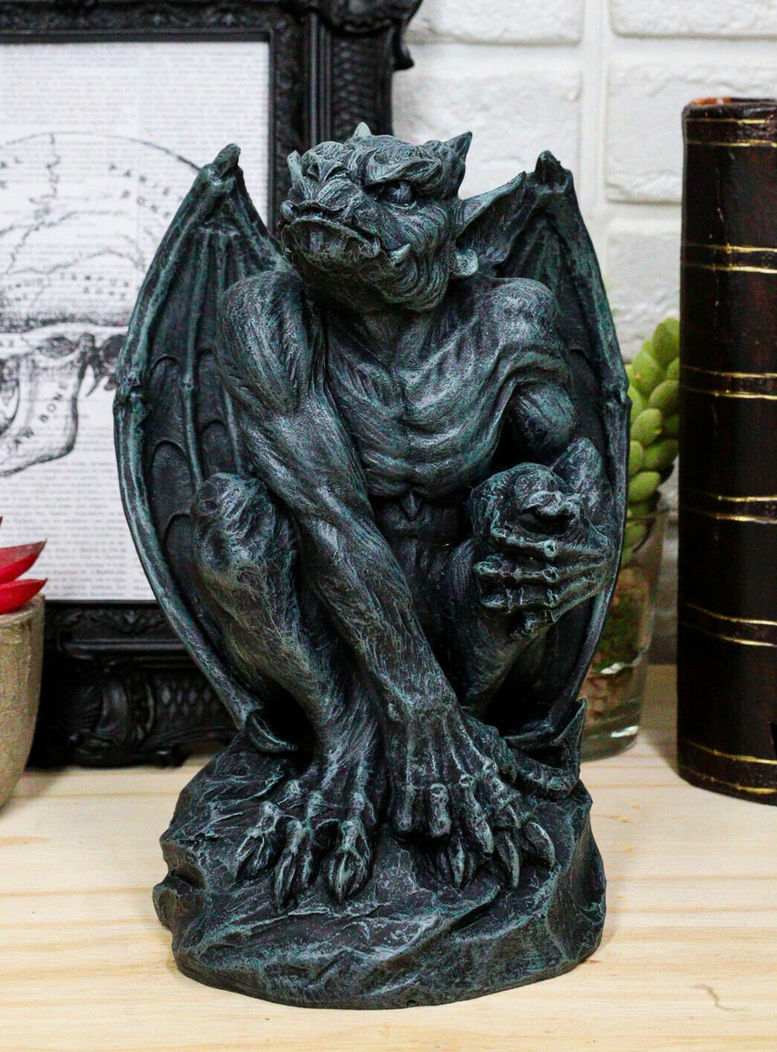 Winged Gargoyle Statue Spooky Gothic Altar Decoration Occult Etsy