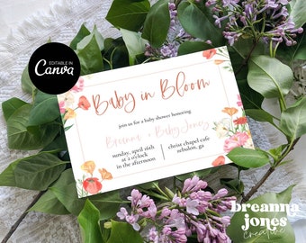 Editable Baby in Bloom Baby Shower Invitation Welcome Sign, Spring Flowers Baby Shower Poster, Wildflower Baby Shower Decorations