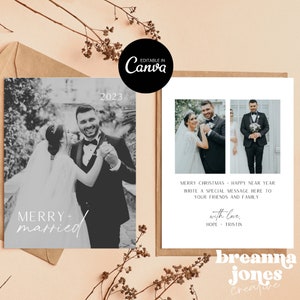 Simple Christmas Card Canva Template, Editable Holiday Card, Christmas Photo Card Template, DIY Family Photo Xmas Card