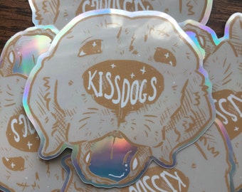 Kiss Dogs Holo Vinyl Sticker Decal