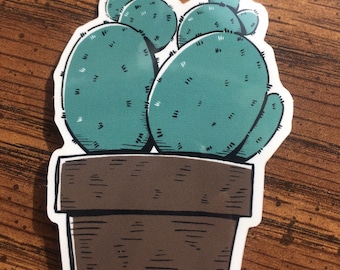 Potted Cactus Friend Waterproof Vinyl Sticker Decal