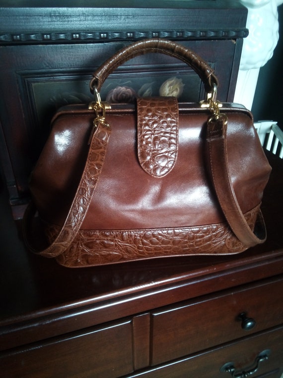 Portofino brown leather doctors bag purse