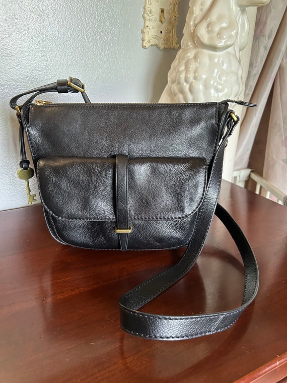 Fossil Ryder black leather crossbody purse