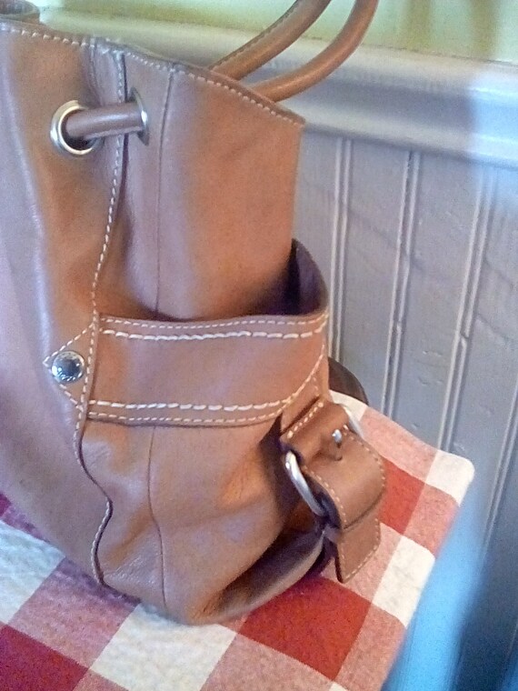 Fossil tan leather shoulder bag purse - image 8
