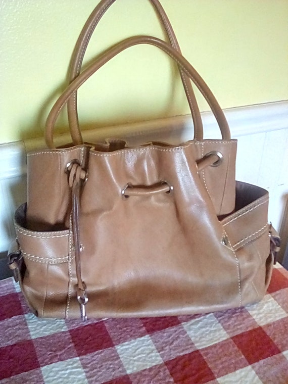 Fossil tan leather shoulder bag purse - image 9