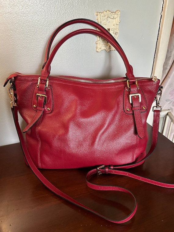 Kattee Red Leather Tote Purse Etsy