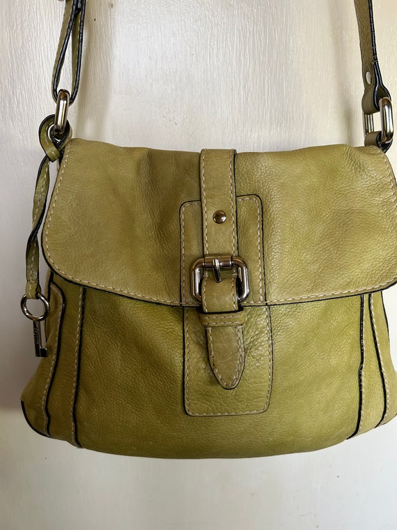 Fossil Olive Green Leather Crossbody Purse - image 3