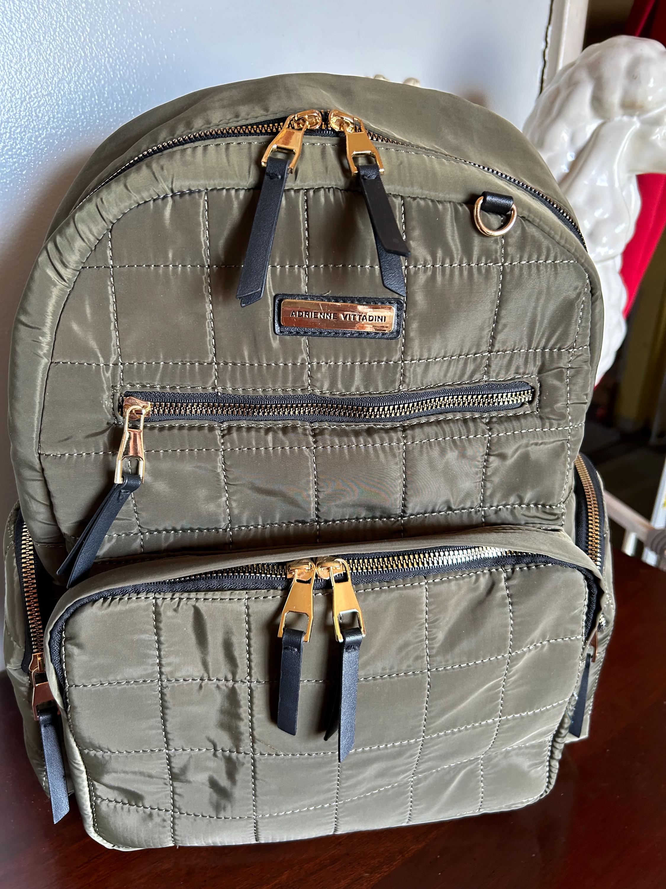 Adrienne Vittadini Forrest Green Quilted Backpack. - Etsy display picture 1