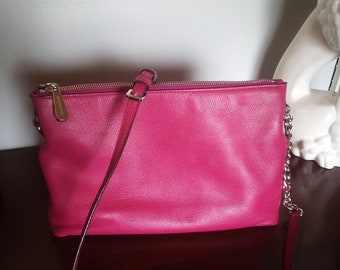 Michael Kors hot pink leather crossbody purse