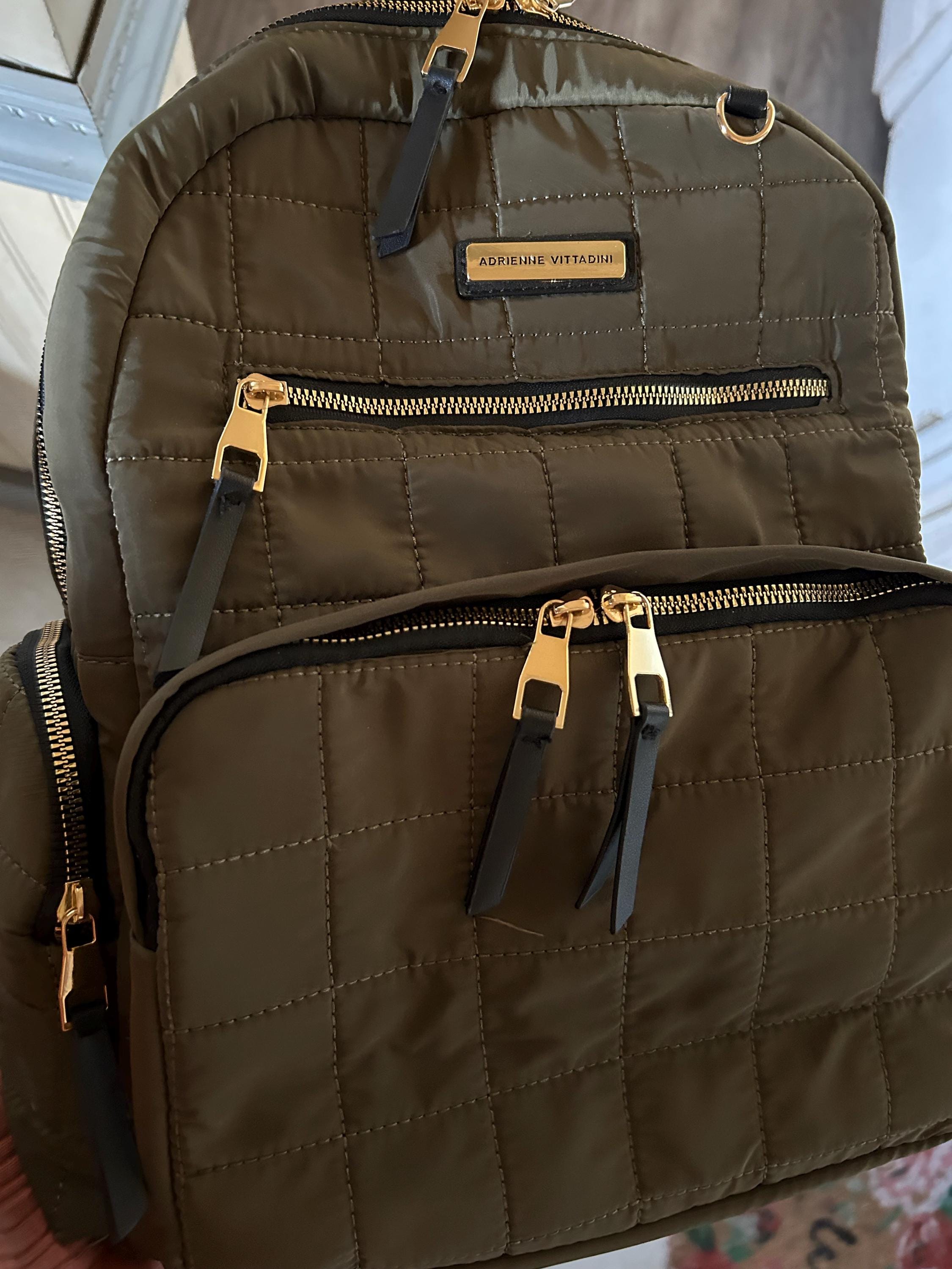 Adrienne Vittadini Forrest Green Quilted Backpack. - Etsy