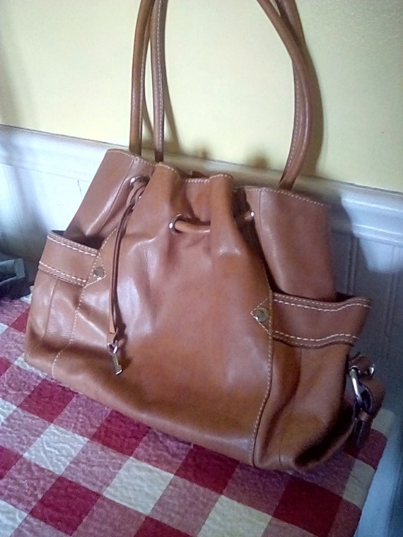 Fossil tan leather shoulder bag purse - image 1