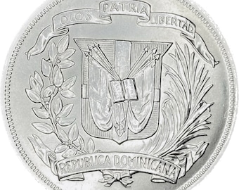 Moneda de 1 Peso de Plata, República Dominicana, 1974.